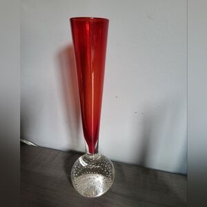 Vintage MCM Ruby RED Flower Bud Vase